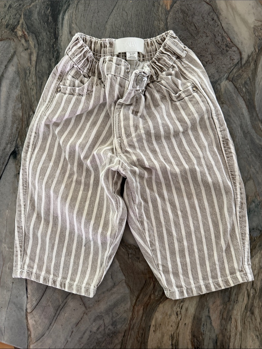 Zara Kids Gray and White Striped Pants
